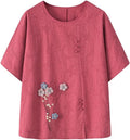 National style embroidered short-sleeve top