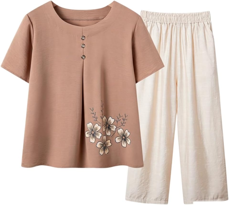 Cotton-linen summer two-piece set