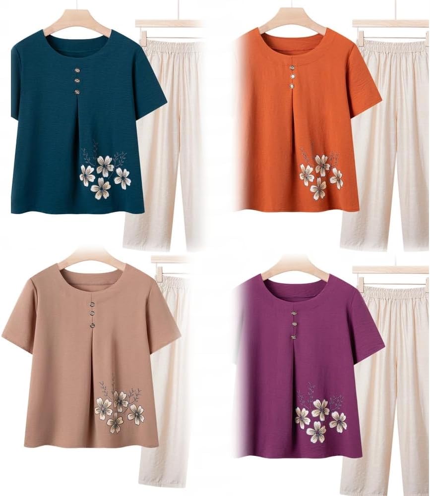 Cotton-linen summer two-piece set