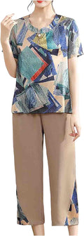 Printed casual set for middle-aged women