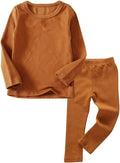 Toddler Boys Girls Thermal Underwear Long Sleeve T-Shirt Leggings 2Pcs Kids Winter Base Layer Set, 12Months-8Years