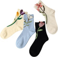 Cute Floral Crew Socks Women Girls  Ruffle Frilly Vintage Fancy Korean Slouch Cotton Socks