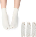 3 Pairs Women's Lace two-toed Tabi socks, separated-toe cotton socks