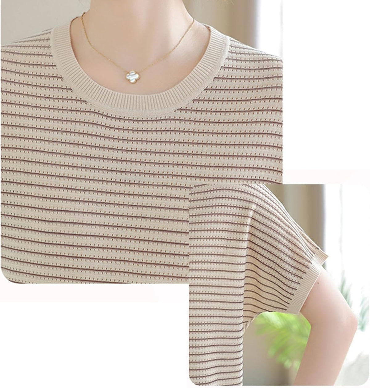 Striped knit set for older women