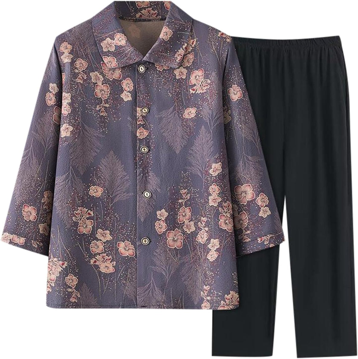 Collar-neck set with three-quarter sleeves