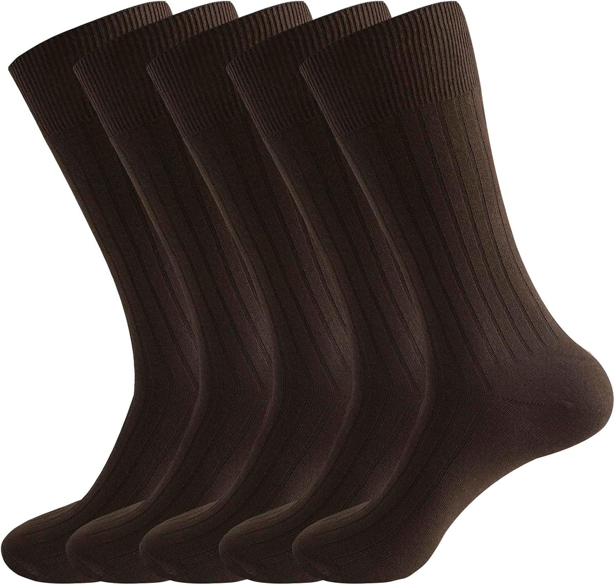 Men's Dress Crew Socks 5 Pairs Mens Cotton Calf Business Formal Socks Soft Breathable Athletic Long Sport Socks