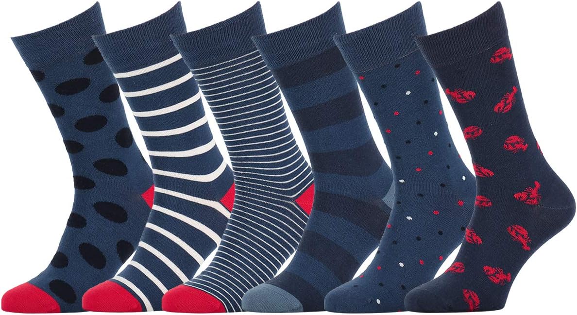 Mens Dress Socks - Fun Colorful Socks for Men - Cotton Patterned Fashion Mens Socks 6 Pack