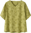 Bamboo-leaf print short-sleeve top
