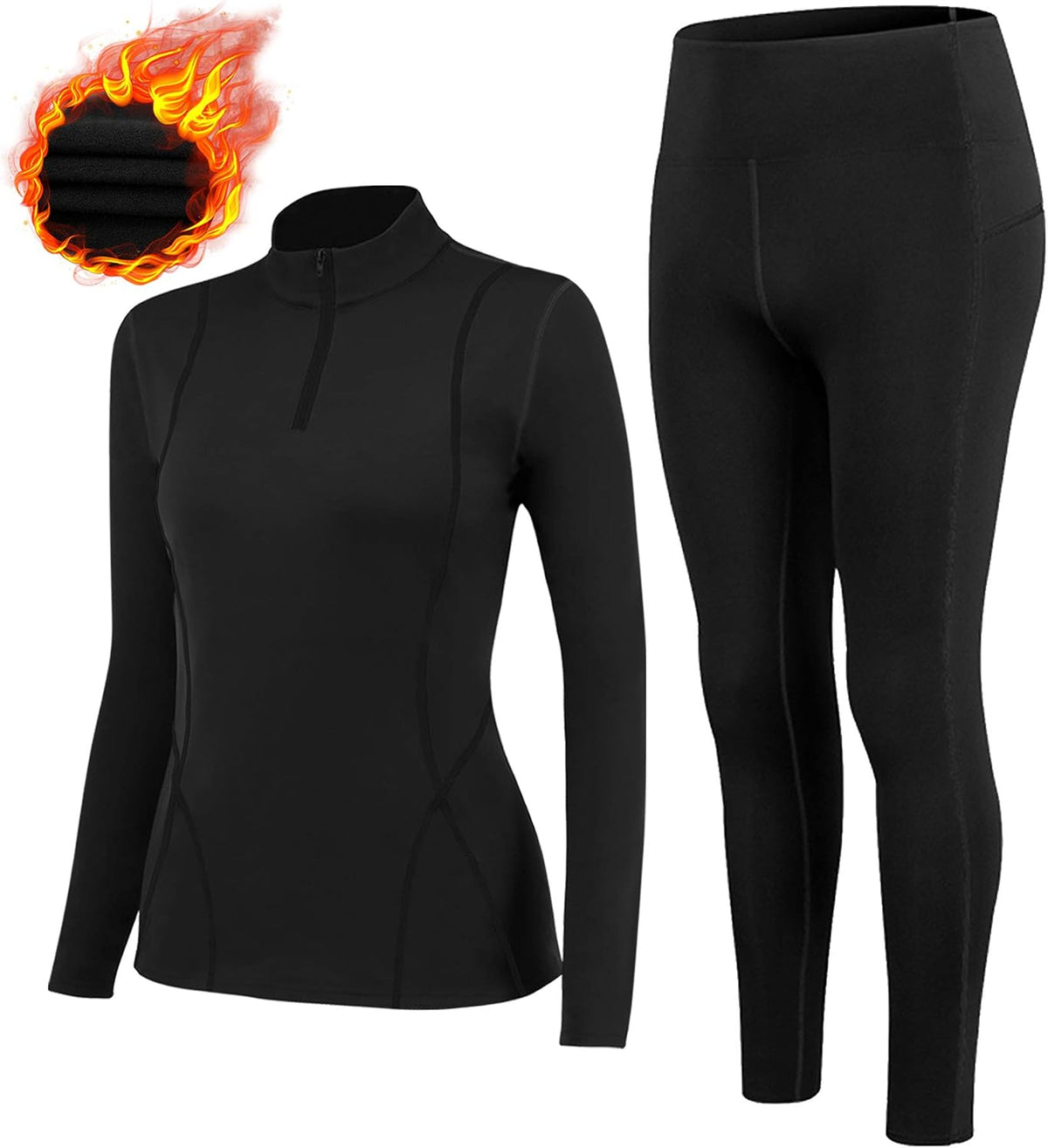 Thermal Underwear Women's Breathable Ski Underwear Women's Functional Underwear Thermal Underwear Set for Ski Sports Running Warm Underwear for Home and Sports in Autumn Winter