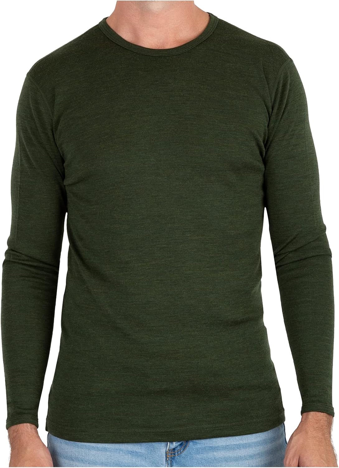 Mens Base Layer - 100% Merino Wool Midweight Long Sleeve Thermal Shirt