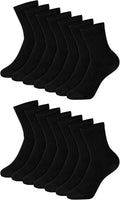 boys Crew Socks, 14 Pairs, Stretch-cotton Socks for Boys, Moisture-wicking, Cushioned