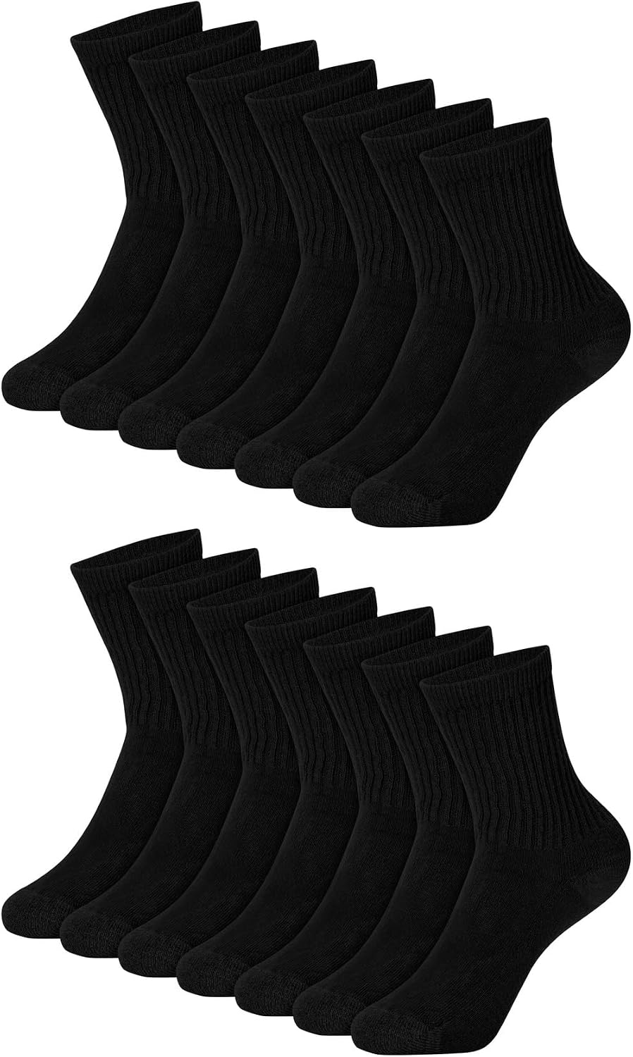 boys Crew Socks, 14 Pairs, Stretch-cotton Socks for Boys, Moisture-wicking, Cushioned