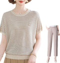 Striped knit set for older women