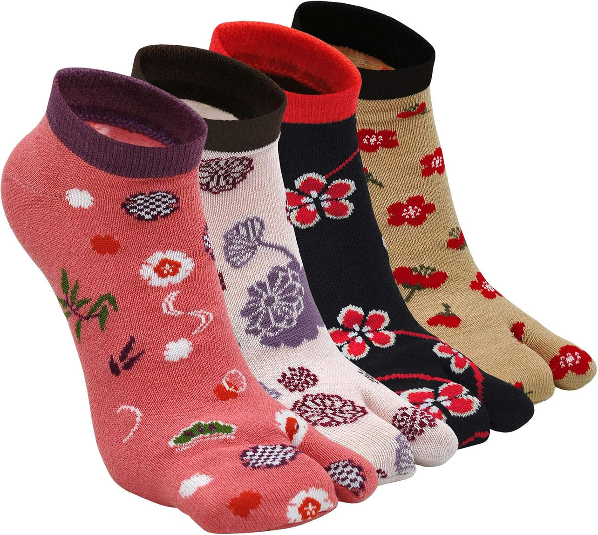 Baumwolle Zehensocken  Socken Kurze Zwei-Zehen-Socken Japanische Stil Bunt Lustig Muster