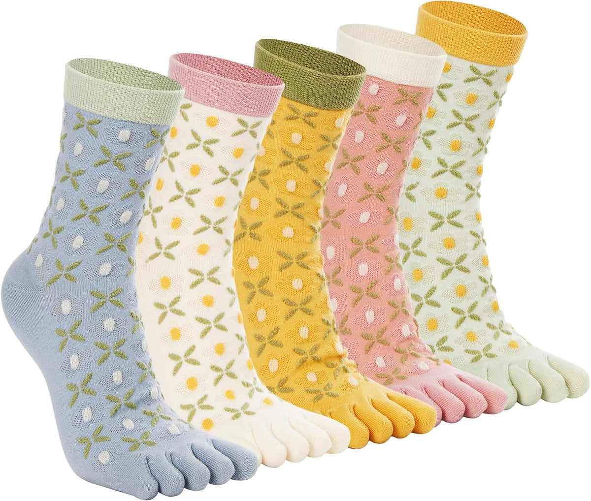 Toe Socks for Women Funny Cute Five Finger Socks Comfy Cotton Colorful Novelty Crew Athletic Running Ankle Sock