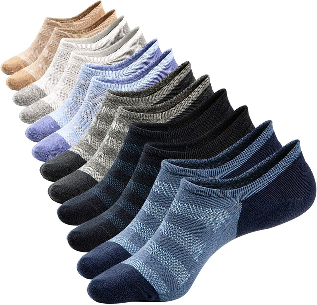 No Show Sock Low Cut Ankle Short Socks for Men Basic Casual Anti-skid Cotton Socks with Non Slip Grips