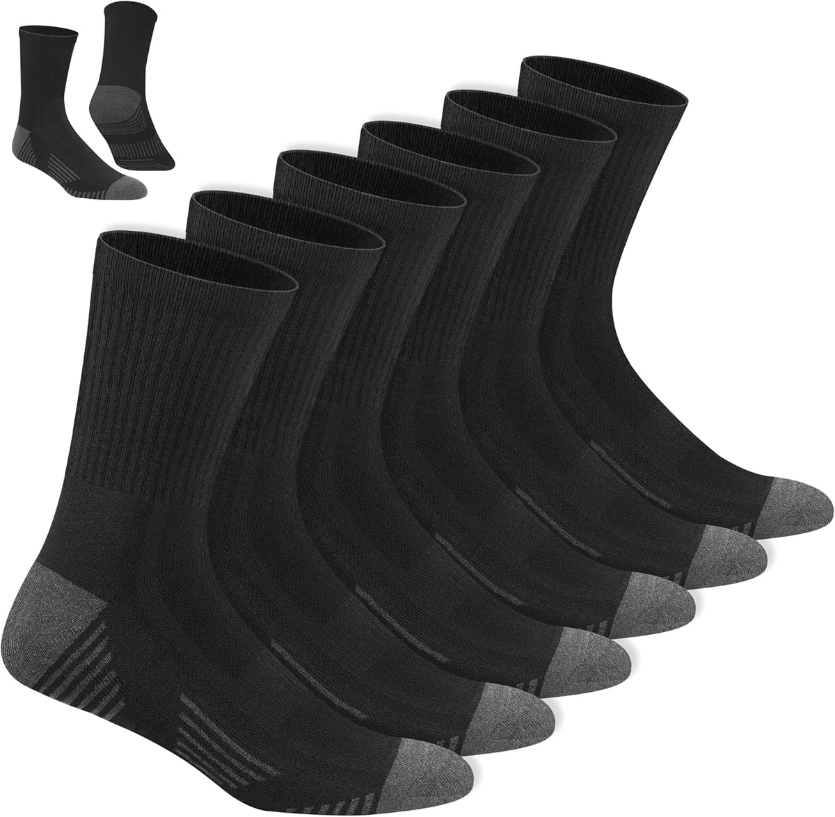 6 Pack Cotton Sports Socks for Men and Women